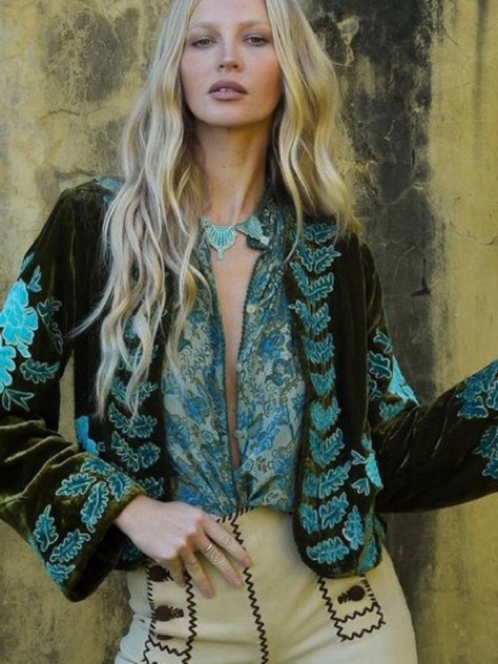 Chasing Unicorns Tops - Chasing Unicorns Dark Sweet Lady Silk Blouse Green Blue Paisley Gorgeous HTF